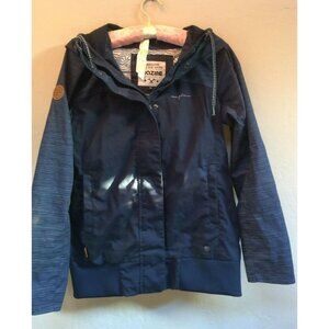 Mazine Handwerk AUS Dem Hause Womens Small Navy Zip Up Snap Hoodie Jacket Hooded